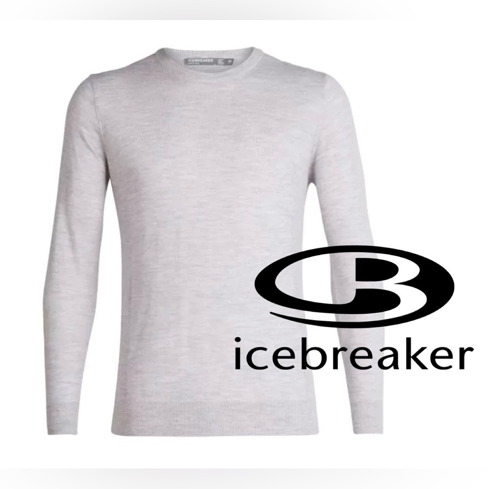 Icebreaker Men's Shearer Crewe Sweater XL Grey Merino Wool Top Shirt